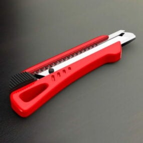 3д модель офисного красного ножа-резака