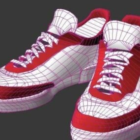 3д модель модных красно-белых баскетбольных кроссовок