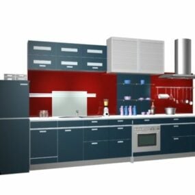 Modelo 3D de design moderno de cozinha doméstica