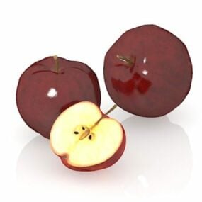 Red Apples Fruit And Cross Section 3d model