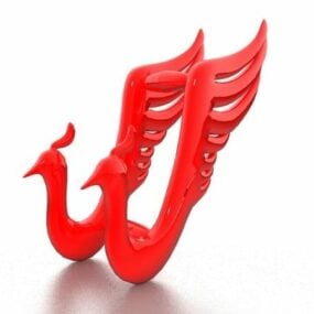 Ozdoba na biurko z czerwonym ptakiem Model 3D