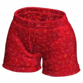 Mô hình 3d thời trang quần đùi màu đỏ