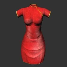 Punainen Cheongsam Fashion 3D-malli