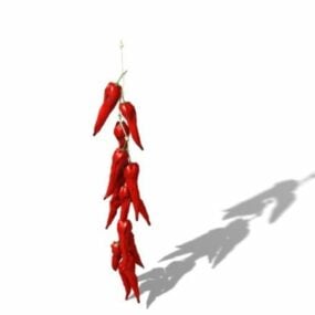 Hängande röd chilipeppar 3d-modell