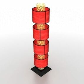 Stojąca lampa podłogowa z czerwonym cylindrem Model 3D