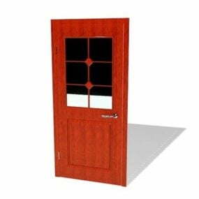 דלת אדומה עם חצי זכוכית דגם תלת מימד