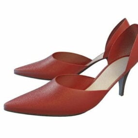 3д модель модных красных классических туфель