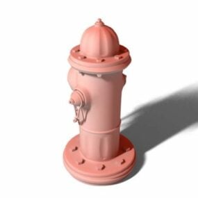 Red Fire Hydrant On Road 3d model