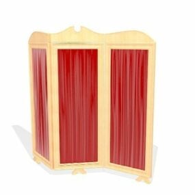 3д модель мебельной деревянной красной складной ширмы