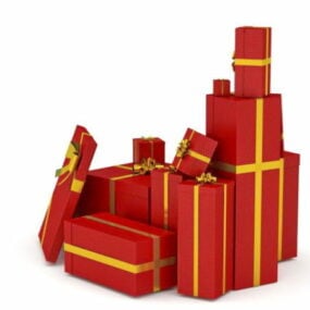 Modelo 3d de caixas de presente vermelhas de Natal