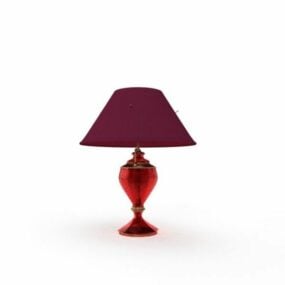 红色灯罩玻璃台灯3d模型