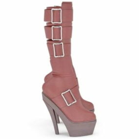 Fashion Red High Heel Boots 3d model