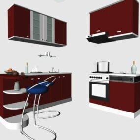 现代风格厨房橱柜设计3d模型