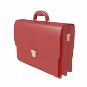 Modelo 3d de maleta de moda de couro vermelho