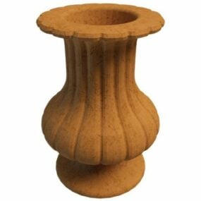 Modelo 3D decorativo de urna de jardim de pedra vermelha