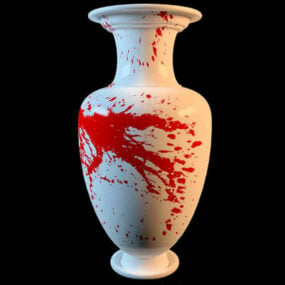 Modelo 3d de vaso decorativo pintado de vermelho