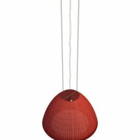 Mô hình 3d đèn trần treo mặt dây chuyền màu đỏ