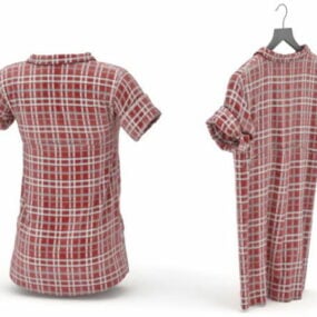 Muodikas punainen ruudullinen paita naisille 3D-malli
