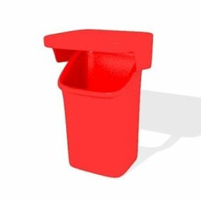 3д модель уличного красного пластикового контейнера