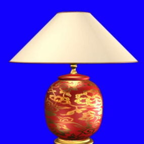 3D-Modell der dekorativen Tischlampe aus rotem Porzellan