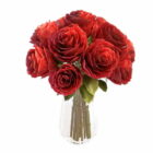 Red Roses Flower In Glass Vase
