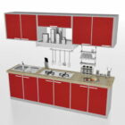Red Straight Kitchen Design