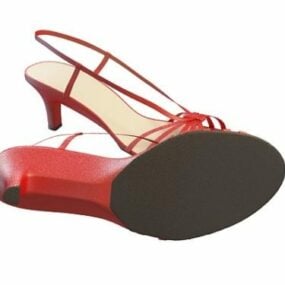 Sandálias de tiras vermelhas da moda modelo 3d
