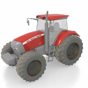 Modelo 3d do trator agricultor vermelho