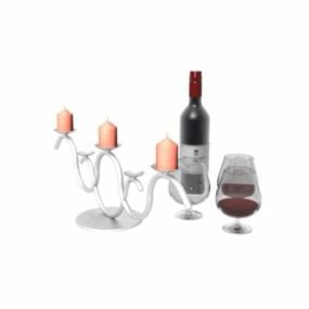 Sklenice na víno s uměleckým svícnem 3D model