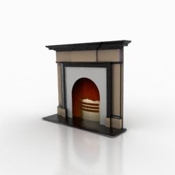 Vintage Concrete Fireplace 3d model