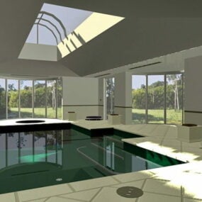 Modelo 3d de piscina interna residencial de luxo