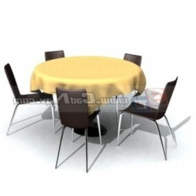 European Restaurant Banquet Table Chairs 3d model