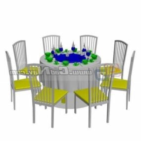 Restaurant Furniture Banquet Table Chairs 3d model
