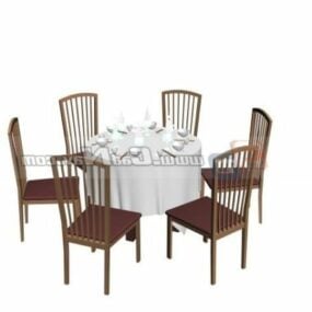 रेस्तरां फर्नीचर टेबल और कुर्सी सेट 3डी मॉडल