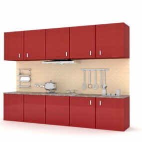 Modelo 3d de armários de cozinha de apartamento retrô