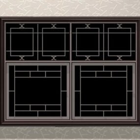 Retro Style Home Lattice Window 3d model