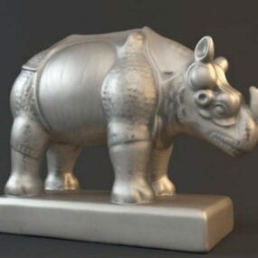 Bronze Rhino Statue 3d model
