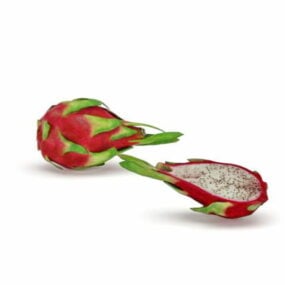 Owoce i cebula, czosnek na desce do krojenia Model 3D
