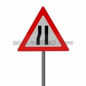 Road Narrows On Right Traffic Signs 3d model