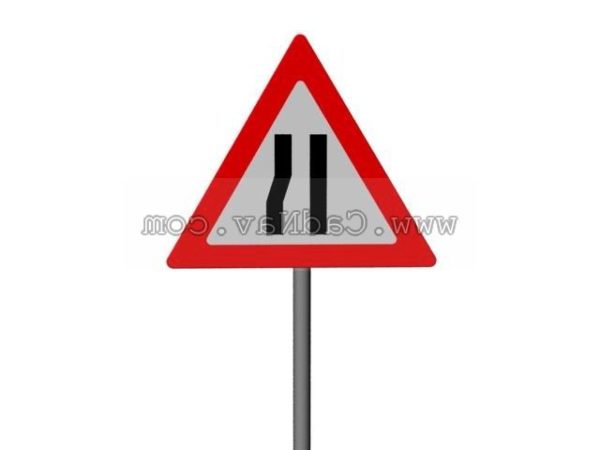 Road Narrows On Right Traffic Signs