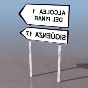 Grand panneau de signalisation sur la route modèle 3D