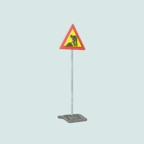 Road Warning Work Sign 3d-modell