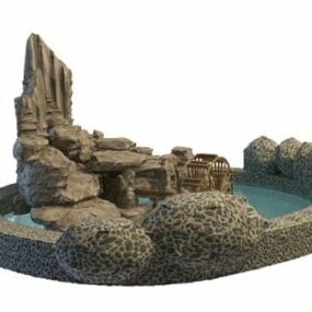 Mô hình 3d trang trí đá trong bể bơi trong vườn