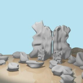 דגם 3D Scene Rock Garden Landscape