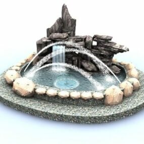 Outdoor Rockery Fountain Pond 3d model