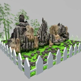 花园假山景观3d模型