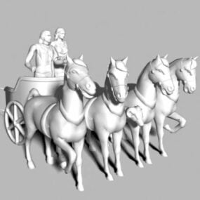 Roman Horse Chariot Pulling Statue 3d model