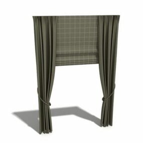Roman Shades With Hold Curtains 3d model