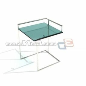3д модель современного стеклянного квадратного приставного столика