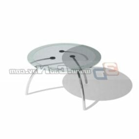 Moderní skleněný konferenční stolek kulatý top 3D model